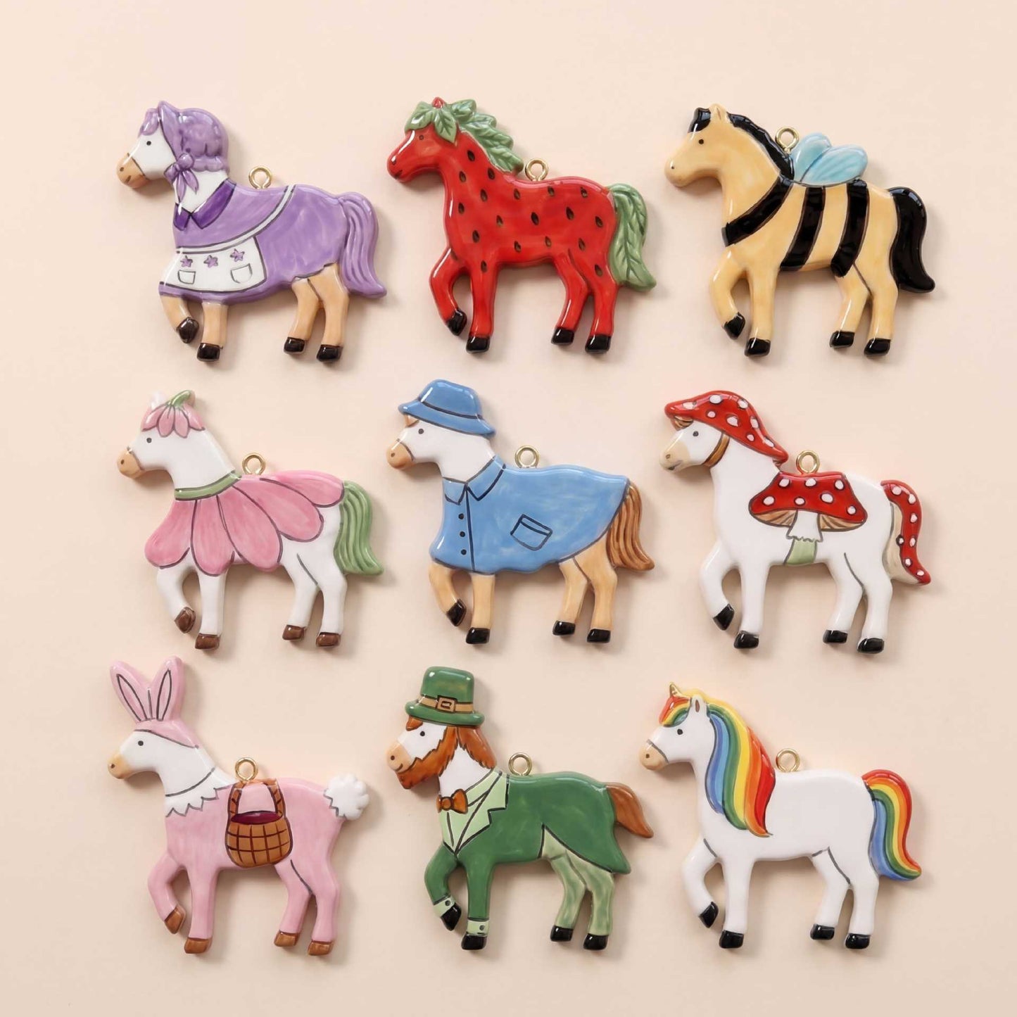 Vintage 18K Gold Plated Stainless Steel Horse Charm Bar PVD Plating DIY Pendant Accessory