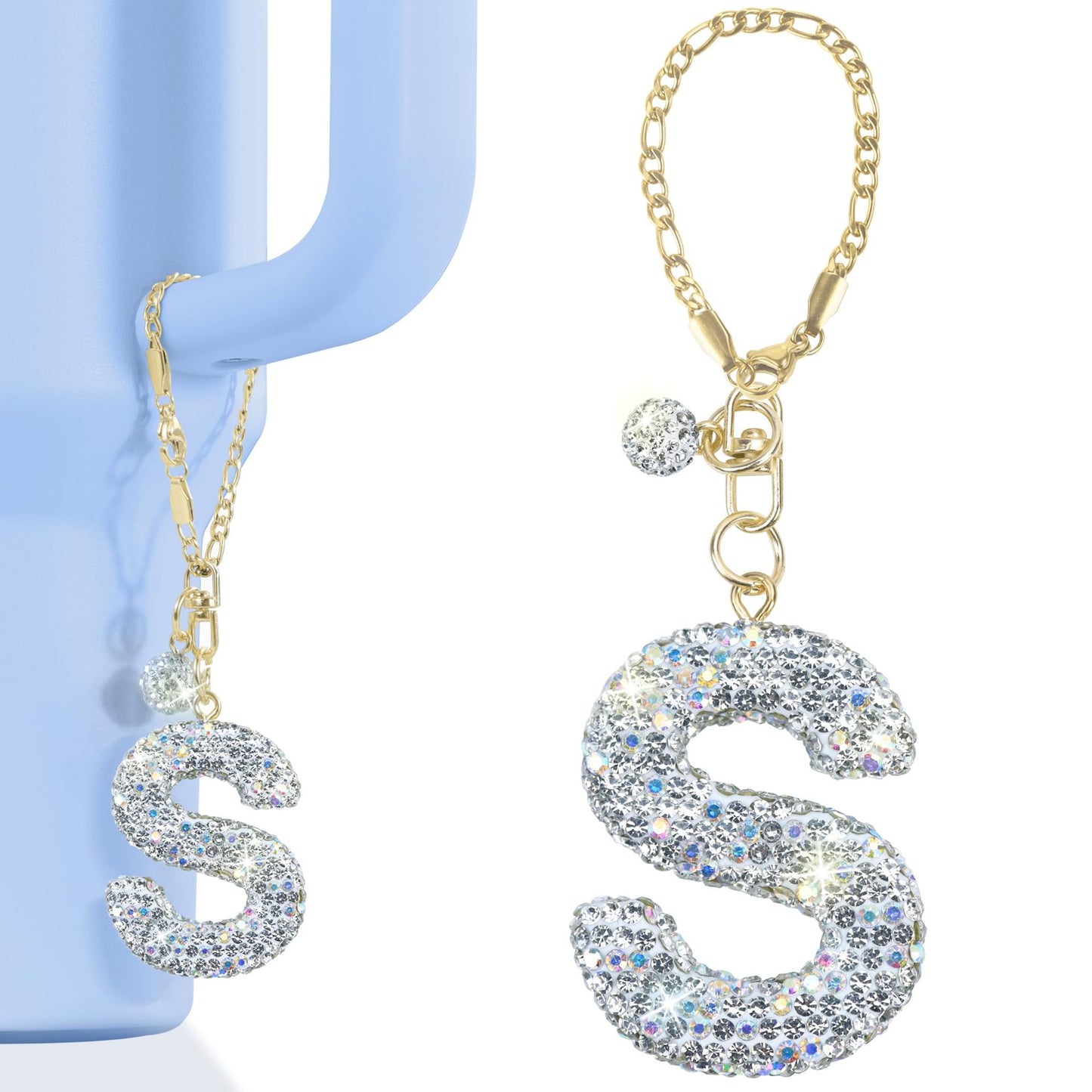 Rhinestone Inlaid Letter Resin Charm Bar