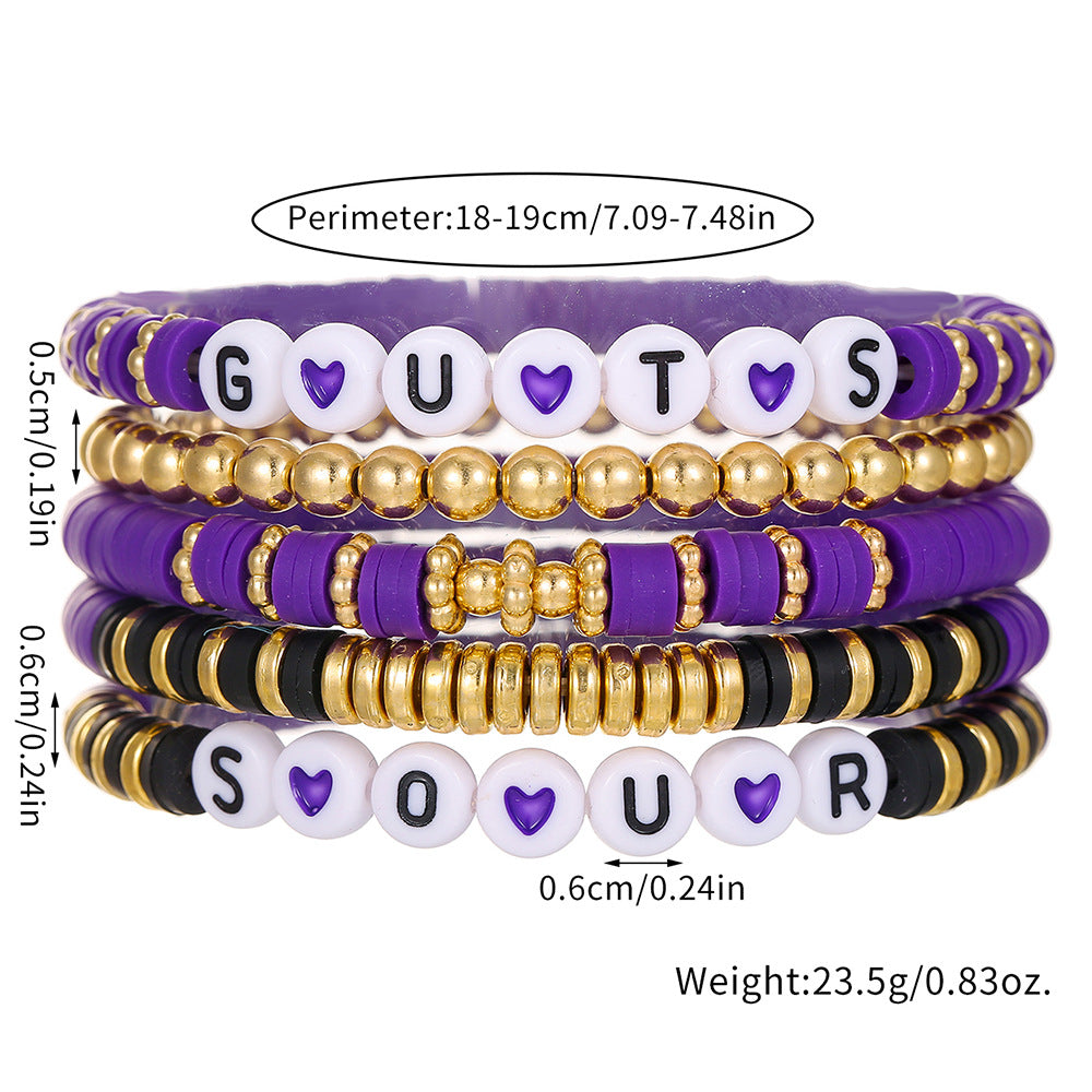 Colorful Letter Resin Beaded Bracelet Set