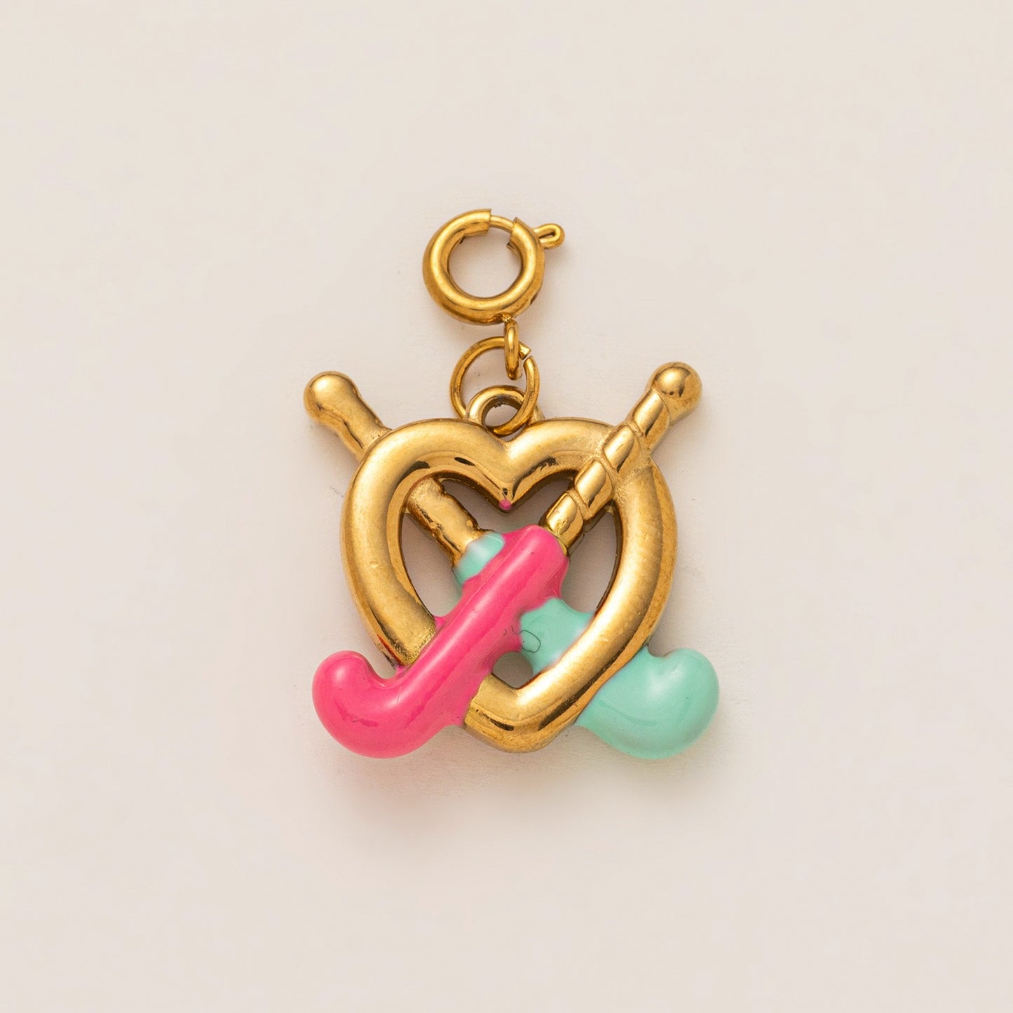 Minimalist Heart Teardrop Alloy Plated Charm Bar for Bag Decoration