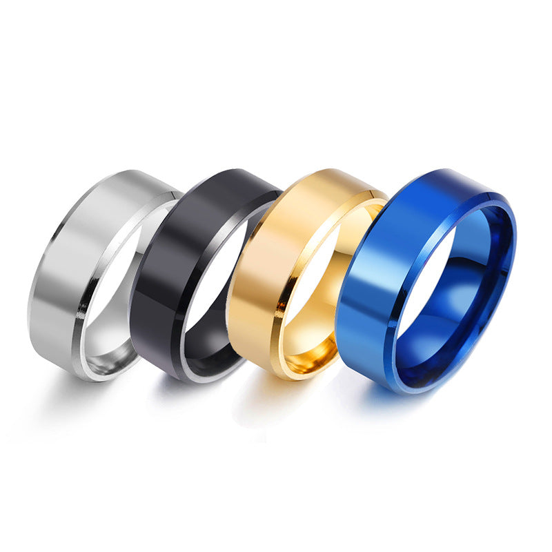 Minimalist 8MM Polished Plated Stainless Steel Ring Unisex Wedding Band