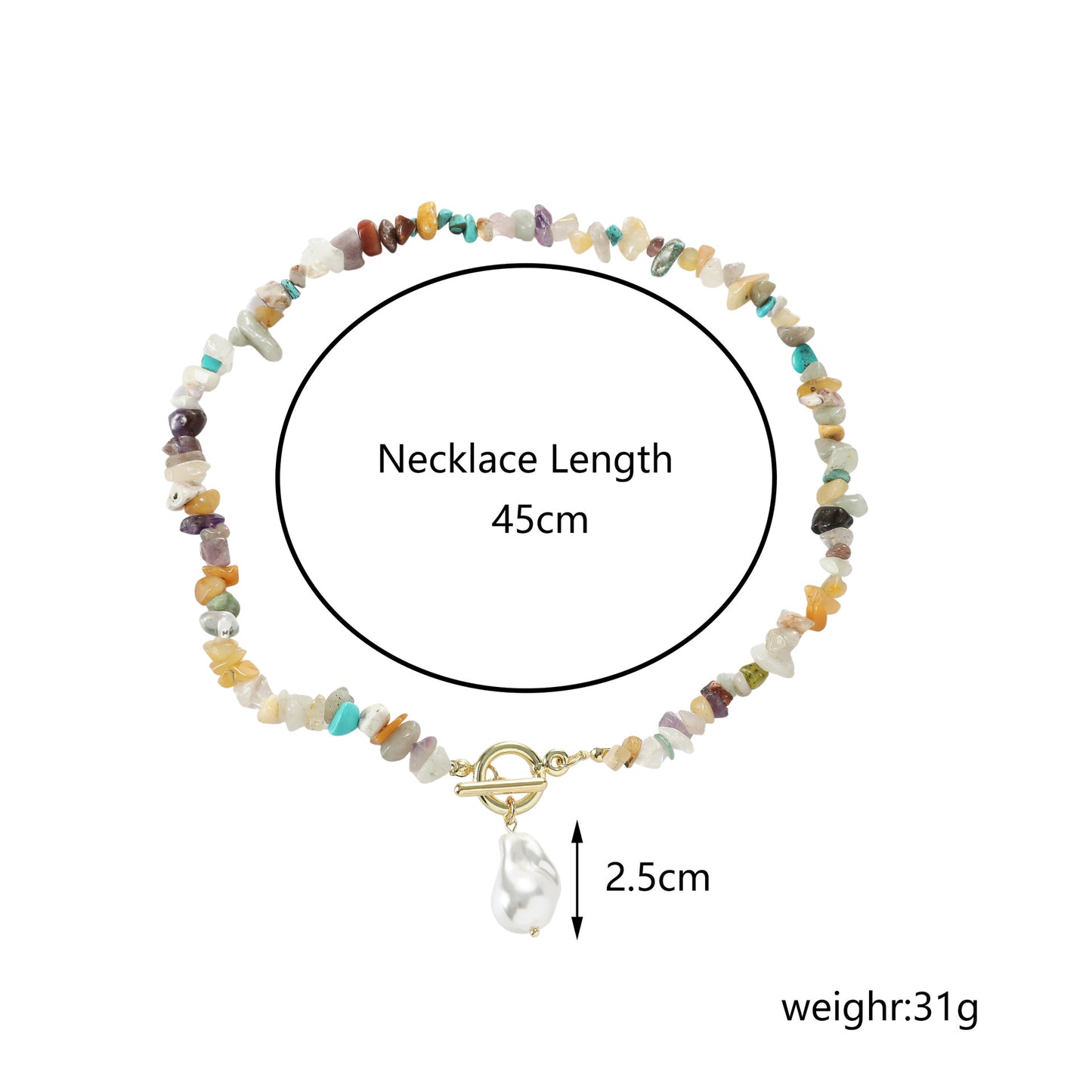 Bohemian Sweet Geometric Pearl Plated Ball Chain Necklace for Women