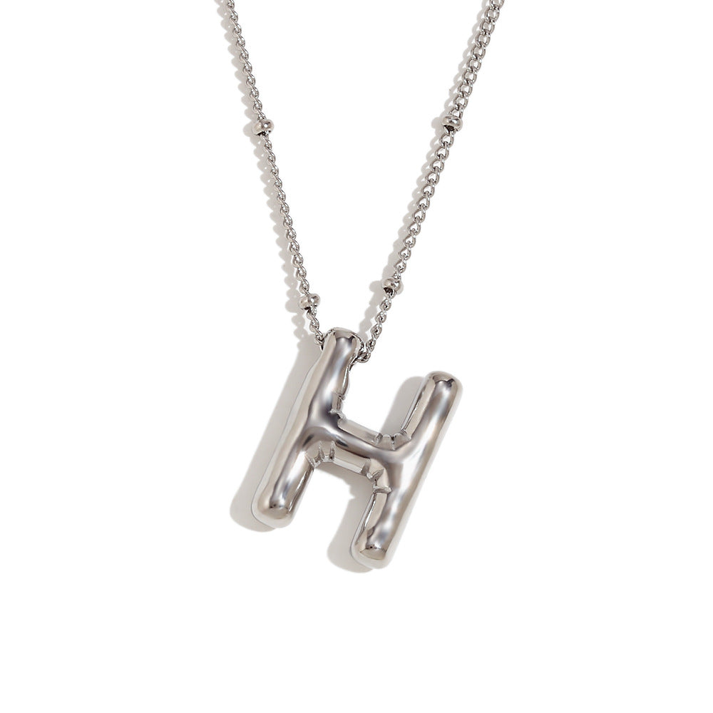 Fashionable Letter-Shaped Stainless Steel Pendant Necklace with 18K Gold Plating for Women