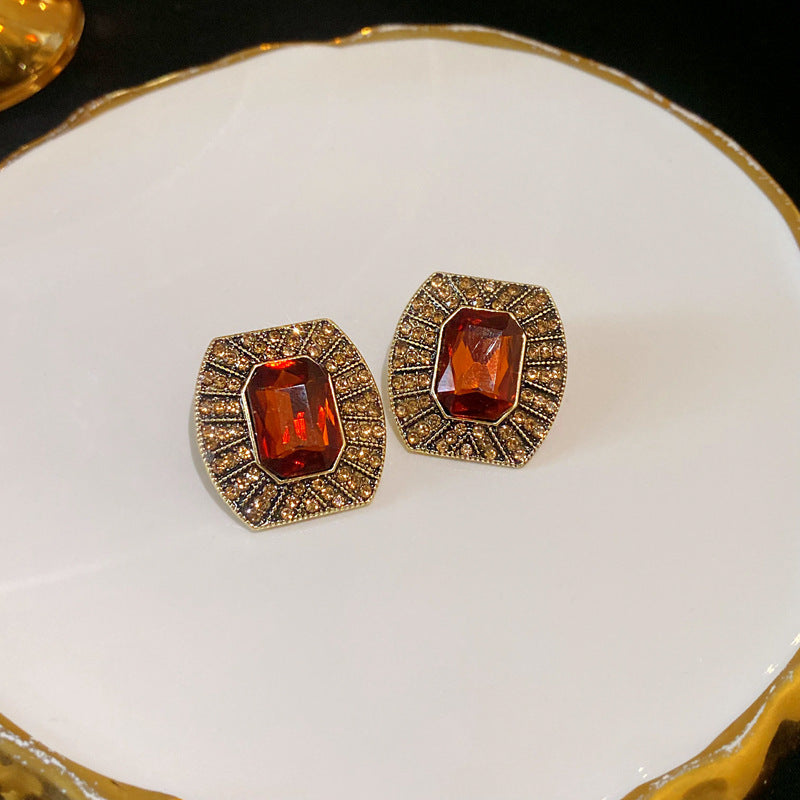 Vintage Geometric Earrings with Gold-Plated Copper Base and Stainless Steel Posts for Women