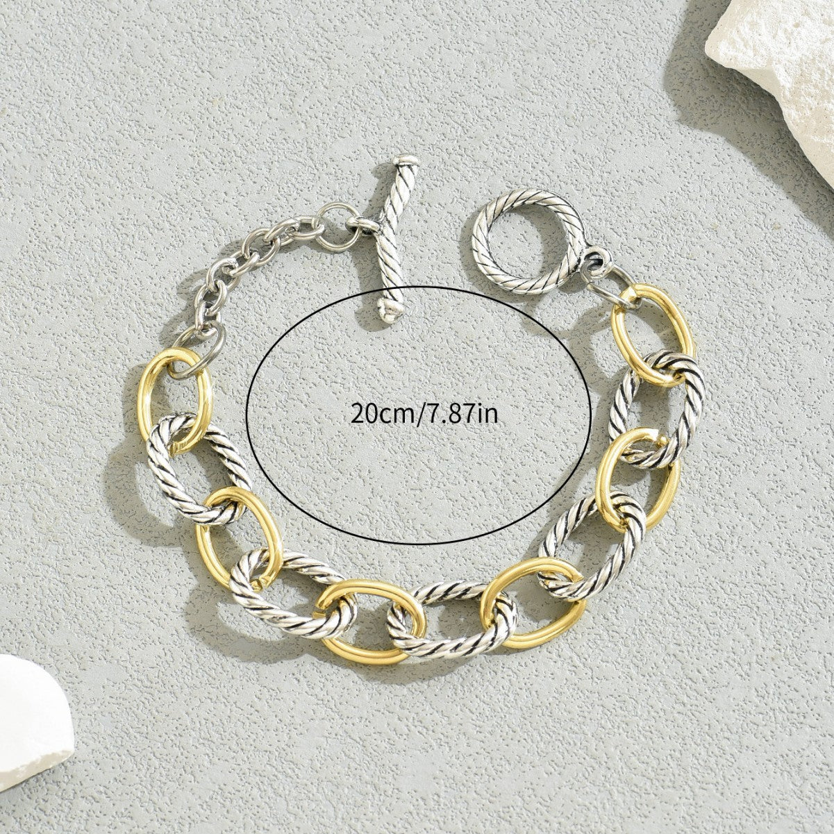 Pulsera geométrica vintage para mujer con diseño apilable multicapa de cobre chapado para uso diario