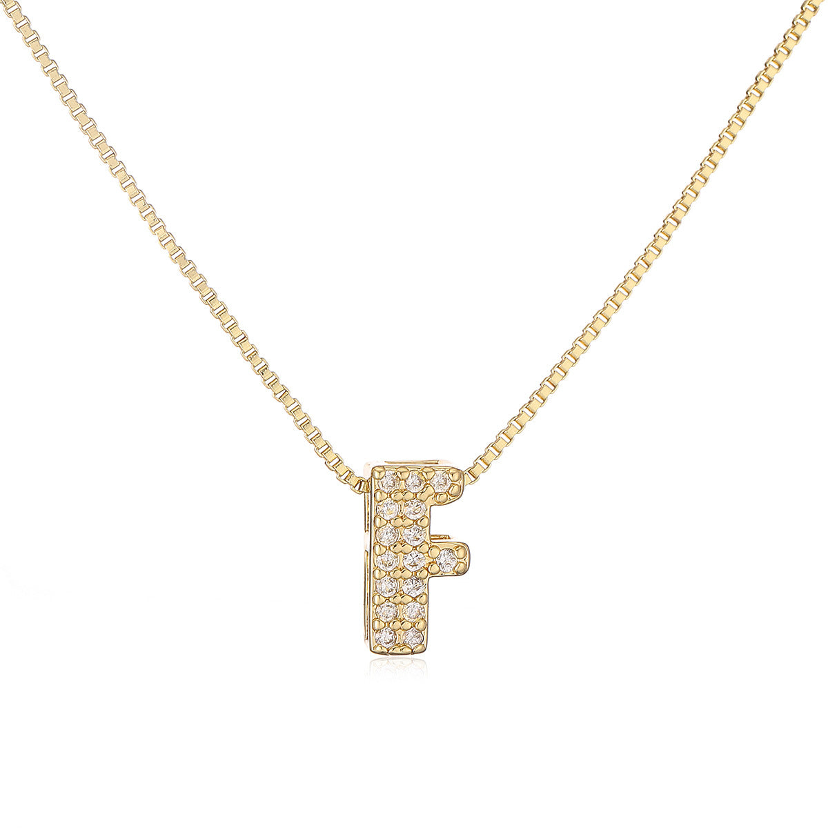 Collar con colgante de cobre minimalista con forma de letra para mujer con baño de oro de 18 quilates, delicada cadena para la clavícula