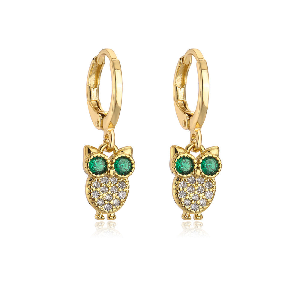 Geometric Pendant Earrings for Women with Copper Base Plated in 18K Gold and Micro-Paved Zirconia