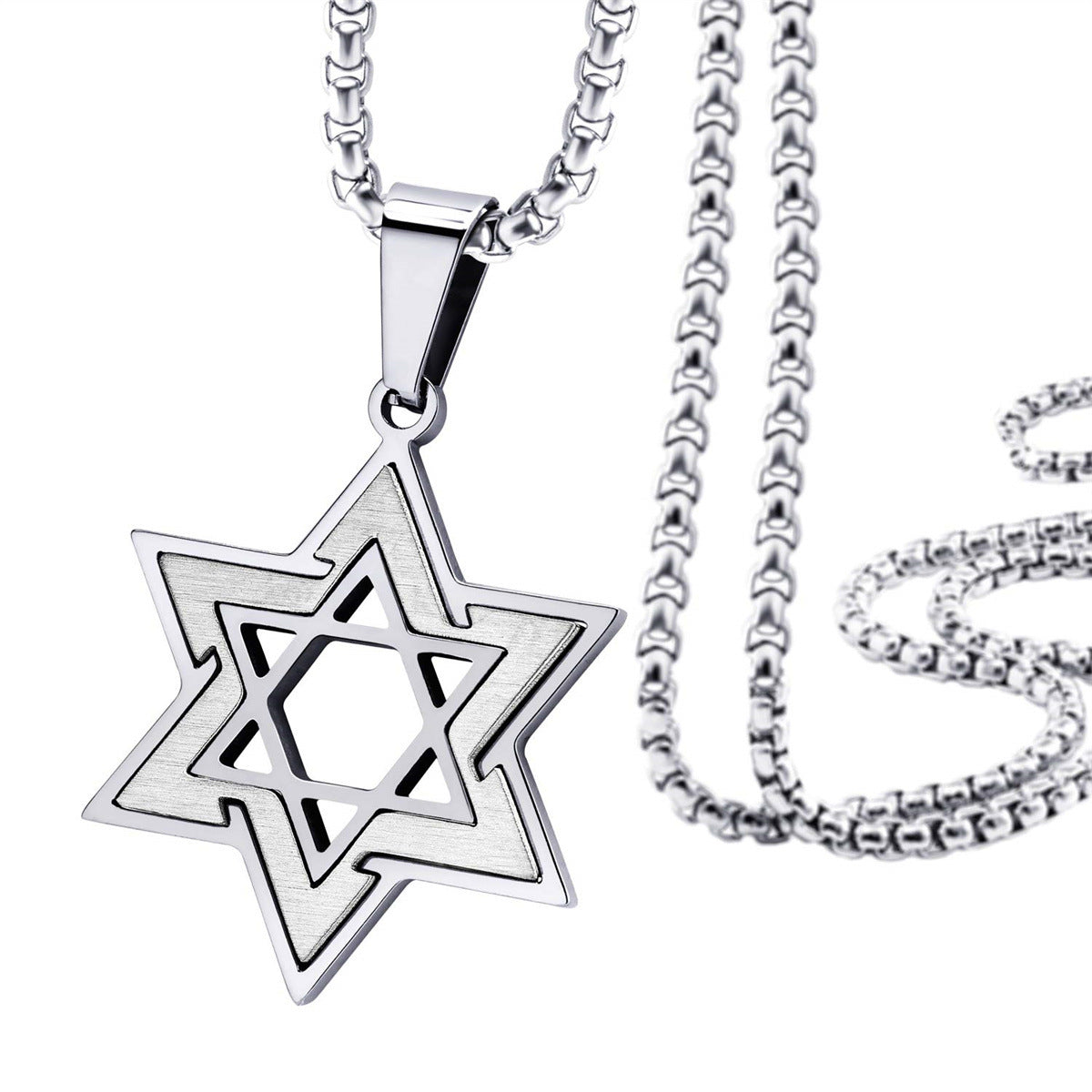 Minimalist Geometric Star Pendant Necklace in Stainless Steel and Titanium Steel with Polished Finish for Unisex Wear