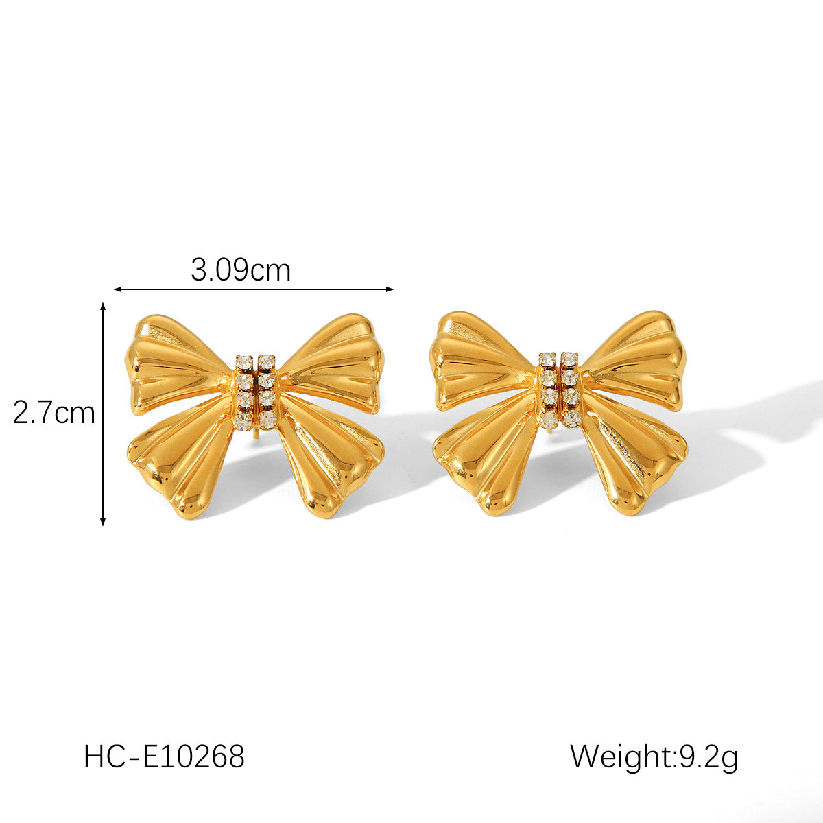 Orecchini a perno da donna in acciaio al titanio a forma di fiocco, ispirati alla moda francese, placcati in oro 18 carati e impreziositi da perle