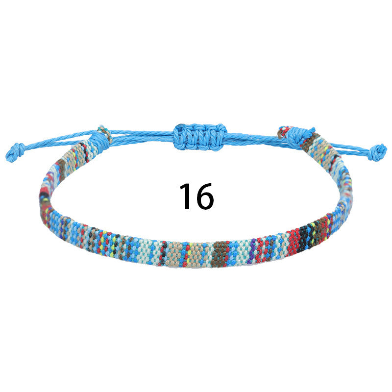 Bohemian Rainbow Braided Cotton Linen Anklet Unisex Adjustable Foot Jewelry