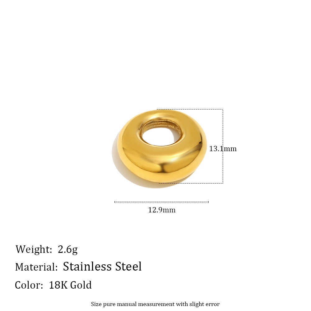 Charm de barra minimalista redondo geométrico hueco trenzado de acero inoxidable con chapado en oro PVD de 18 quilates