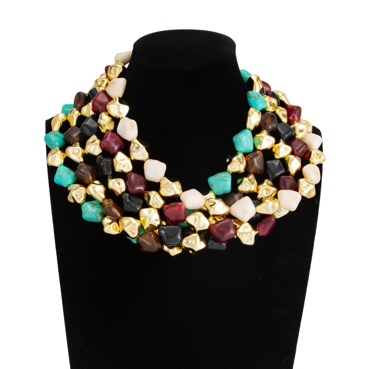 Vintage Geometric Oval Resin Pendant Necklace for Women