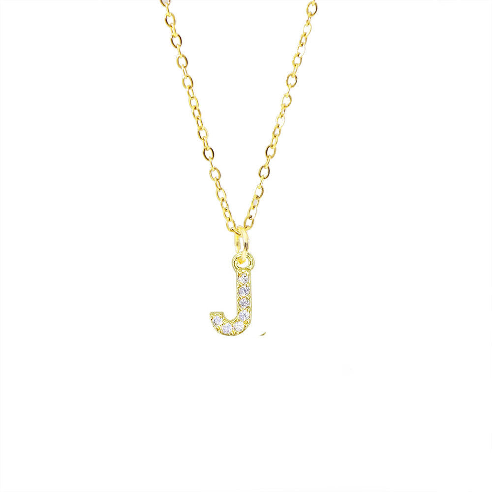 Collar con colgante de cadena de serpiente de oro chapado en acero titanio con forma de letra minimalista para mujer con incrustaciones de circonita cúbica