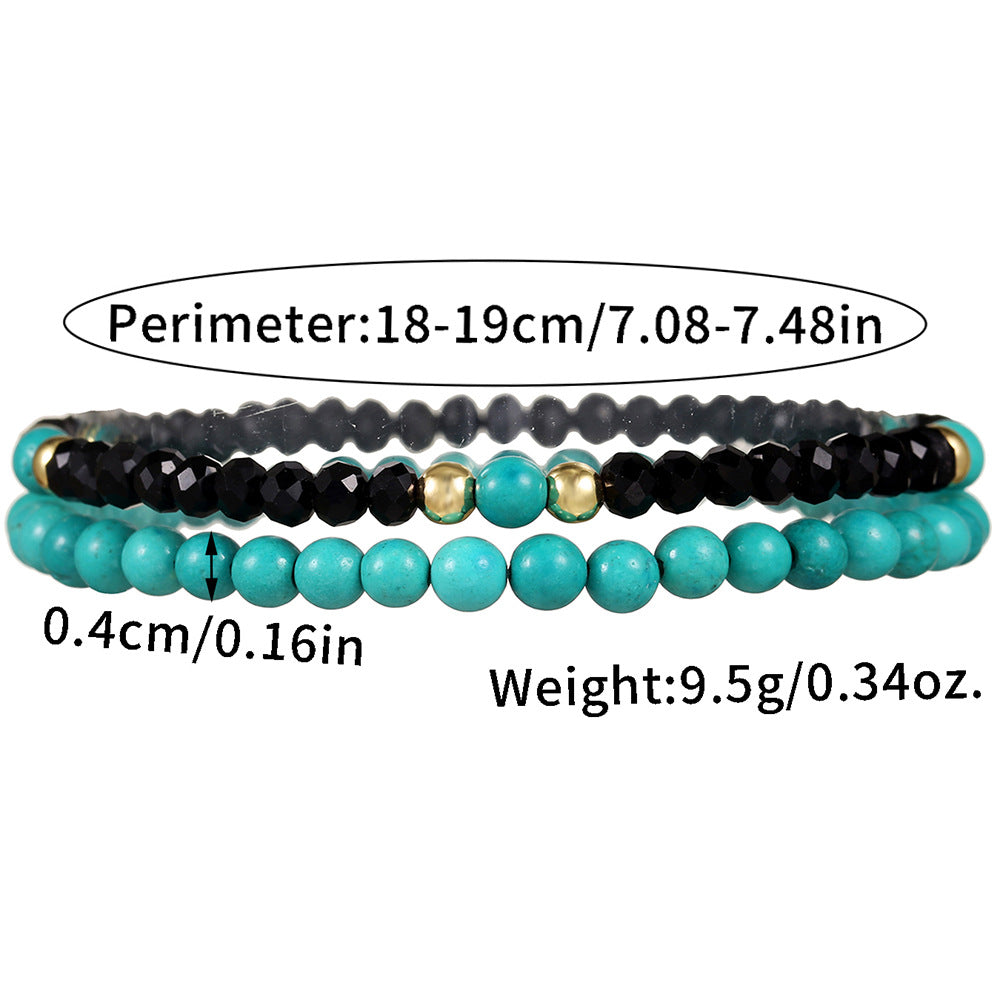 Bohemian Minimalist Natural Stone and Brass Beaded Stretch Bracelet for Unisex