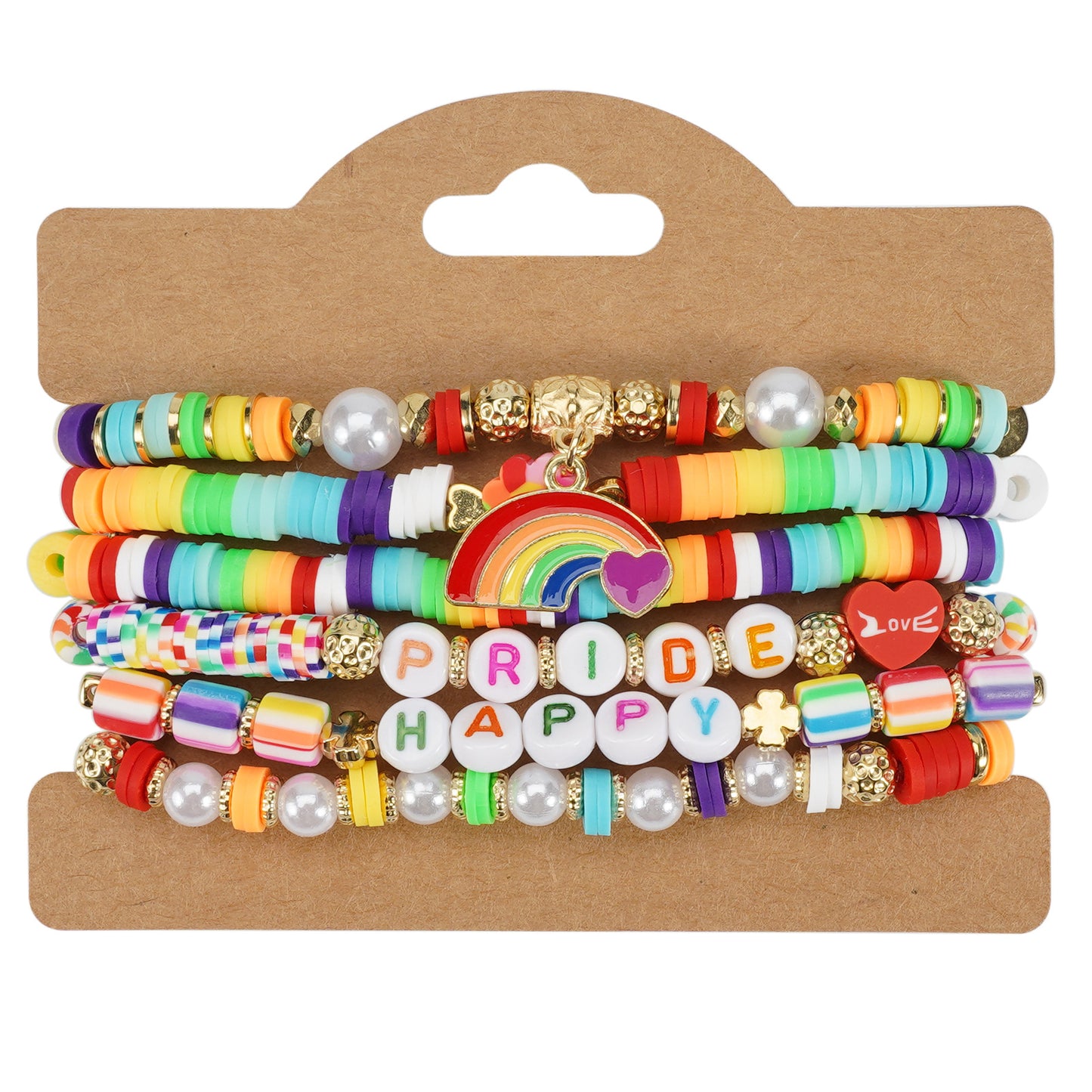 Bohemian Vintage Heart Shape Glass Pendant Multi-layer Bracelet for Women