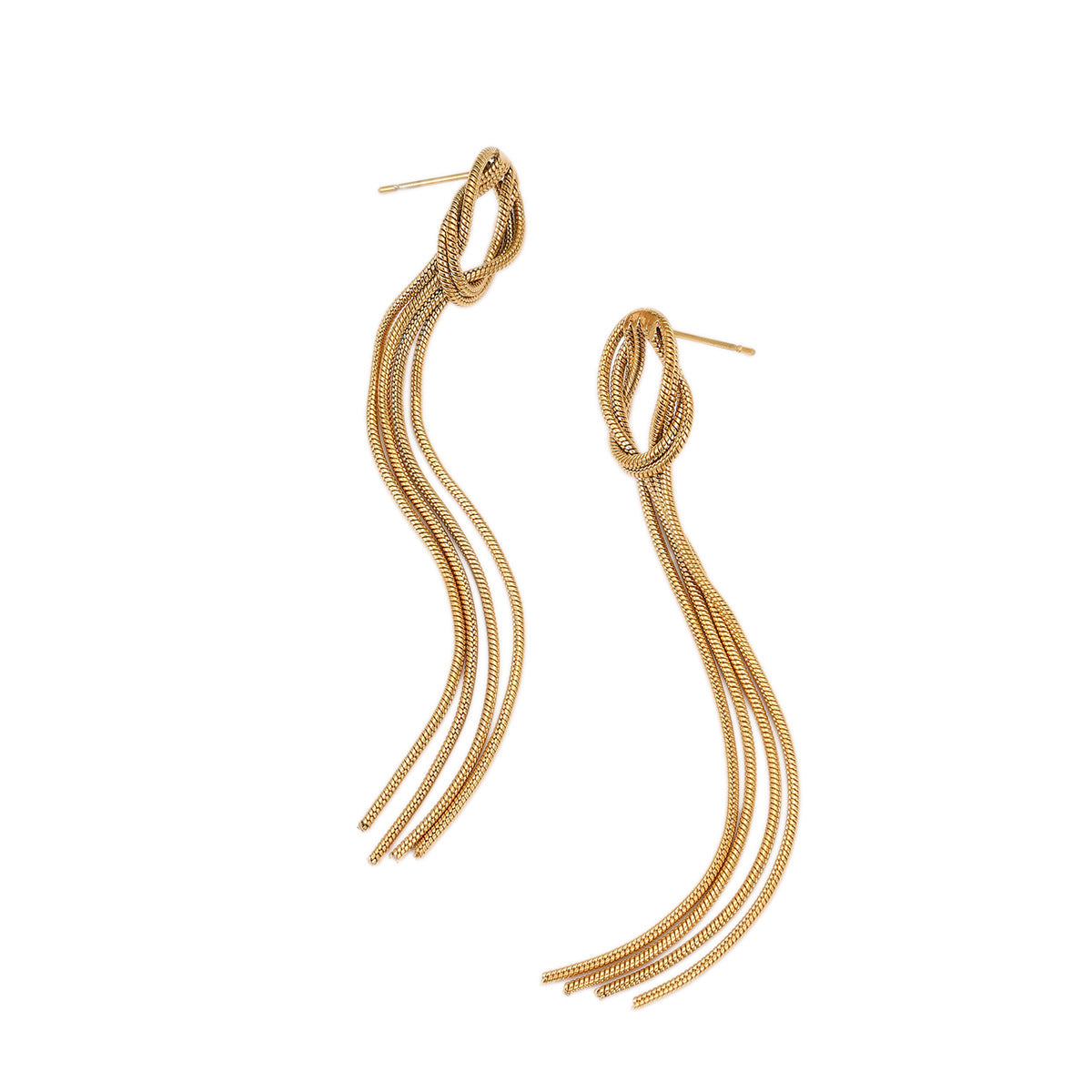 Pendientes largos de borla de acero inoxidable para mujer, diseño geométrico, electrochapados, hipoalergénicos, joyería llamativa