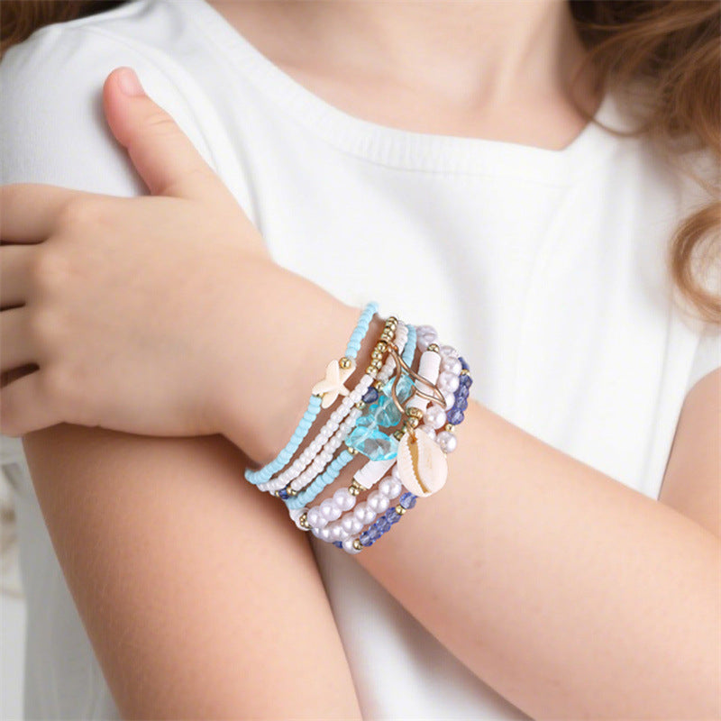 Pulsera de cuentas de resina en forma de estrella minimalista para niñas, conjunto de pulseras de moda hechas a mano para niños para combinar, regalo de cumpleaños