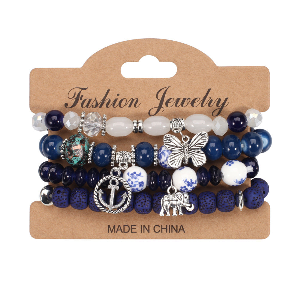 Bohemian Butterfly Floral Natural Stone Bracelet Unisex