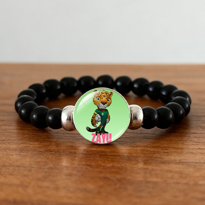 Geometric Crystal Beaded Bracelet Unisex Black Wristband