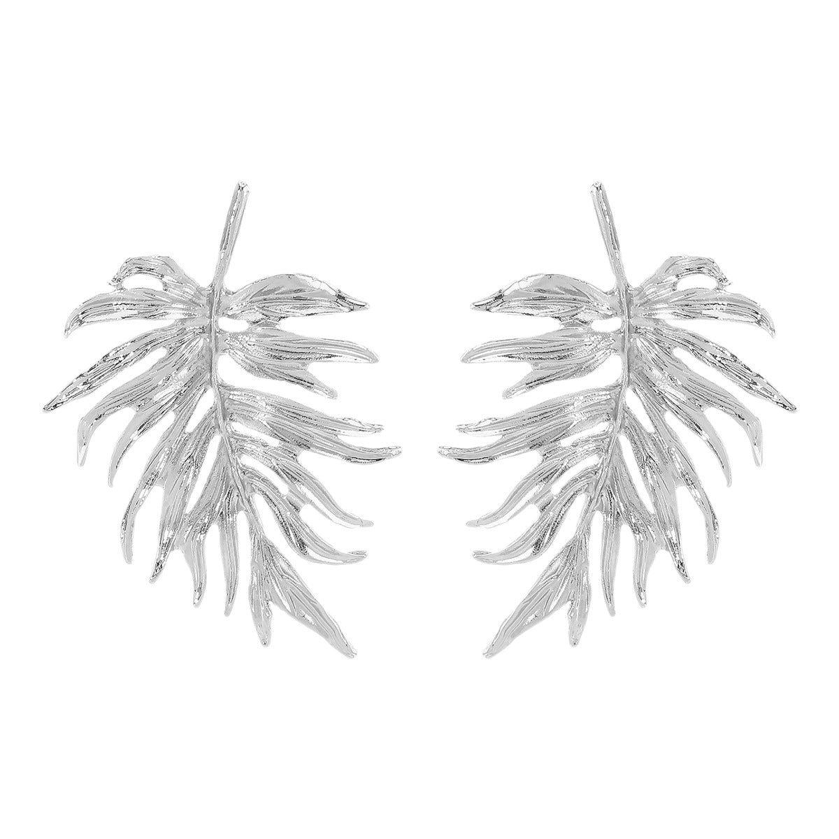 Pendientes de aleación con forma de hoja de estilo chic para mujer con acabado chapado