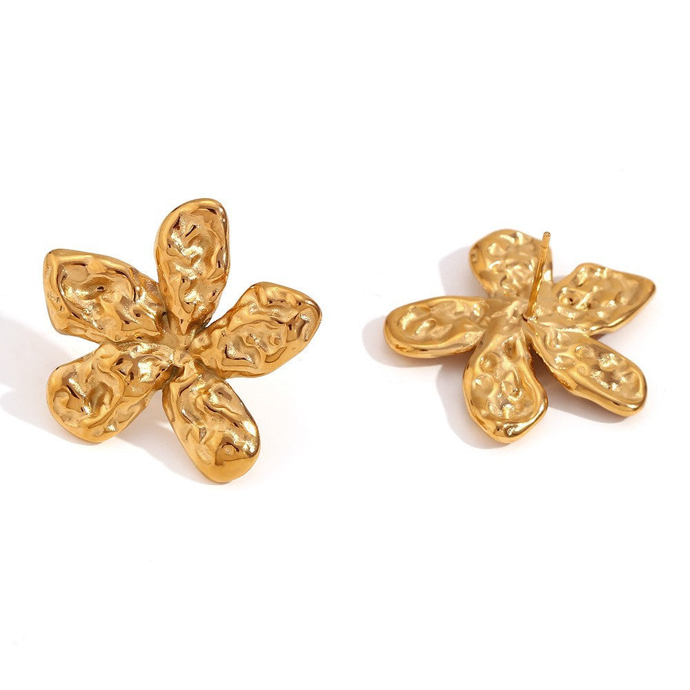 Vintage Floral Ring in Stainless Steel with 18K Gold Plating for Women