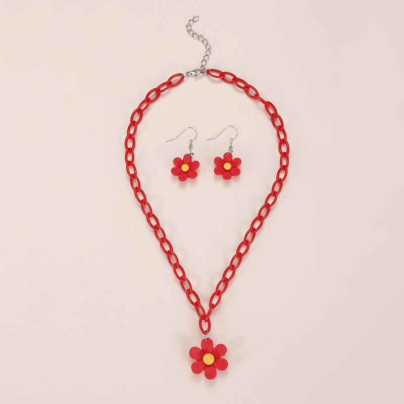Set collana a forma di fiocco minimalista in acrilico per bambine con ciondolo in resina e catena di perline per bambini dai 3 ai 10 anni