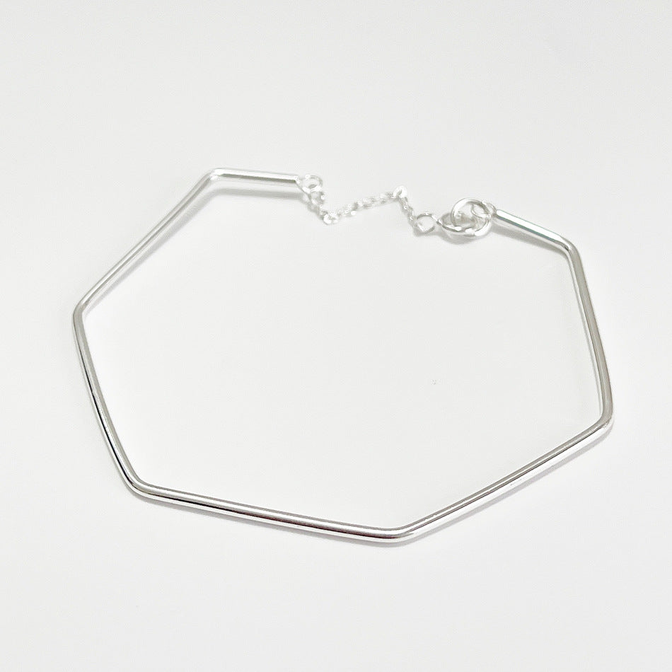 Minimalist Casual 925 Sterling Silver Geometric Line Ring Bracelet Plated Women's Jewelry