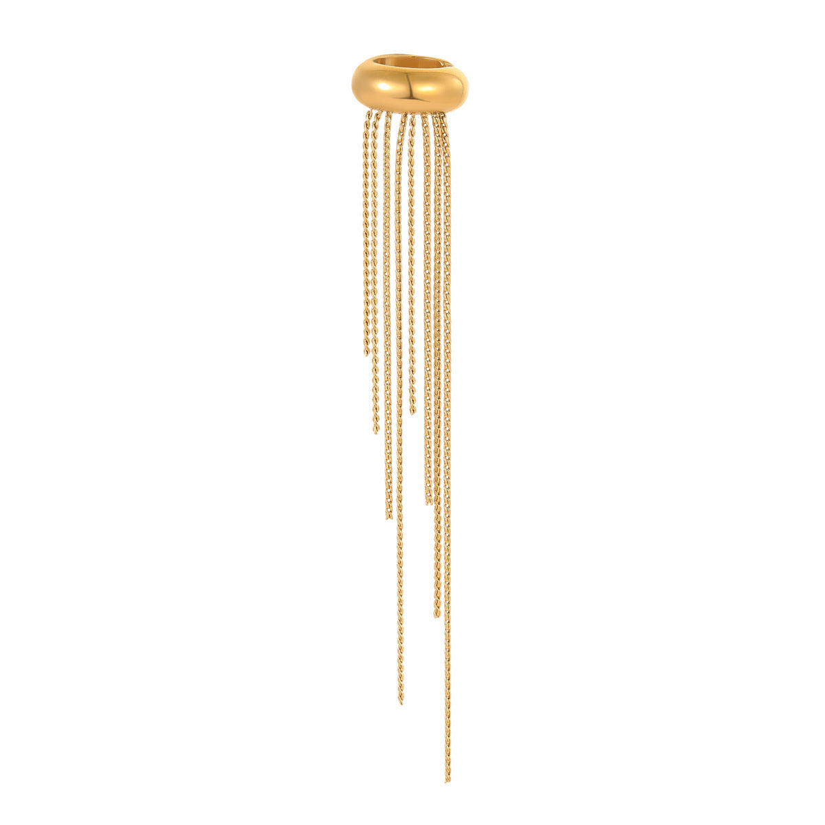 Fashionable Long Tassel Stainless Steel Ear Cuffs with 18K Gold Plating Geometric Shape for Women