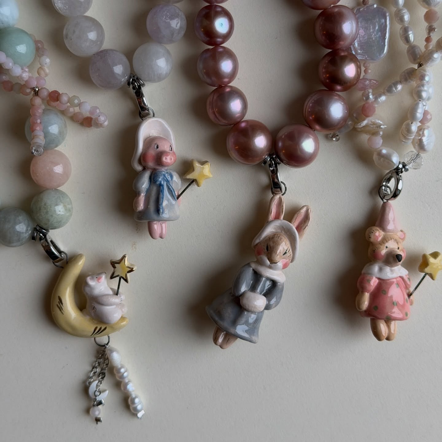 Ciondolo A Goccia Bar Con Perle E Stella Animale In Ottone Placcato Oro 14K Vintage