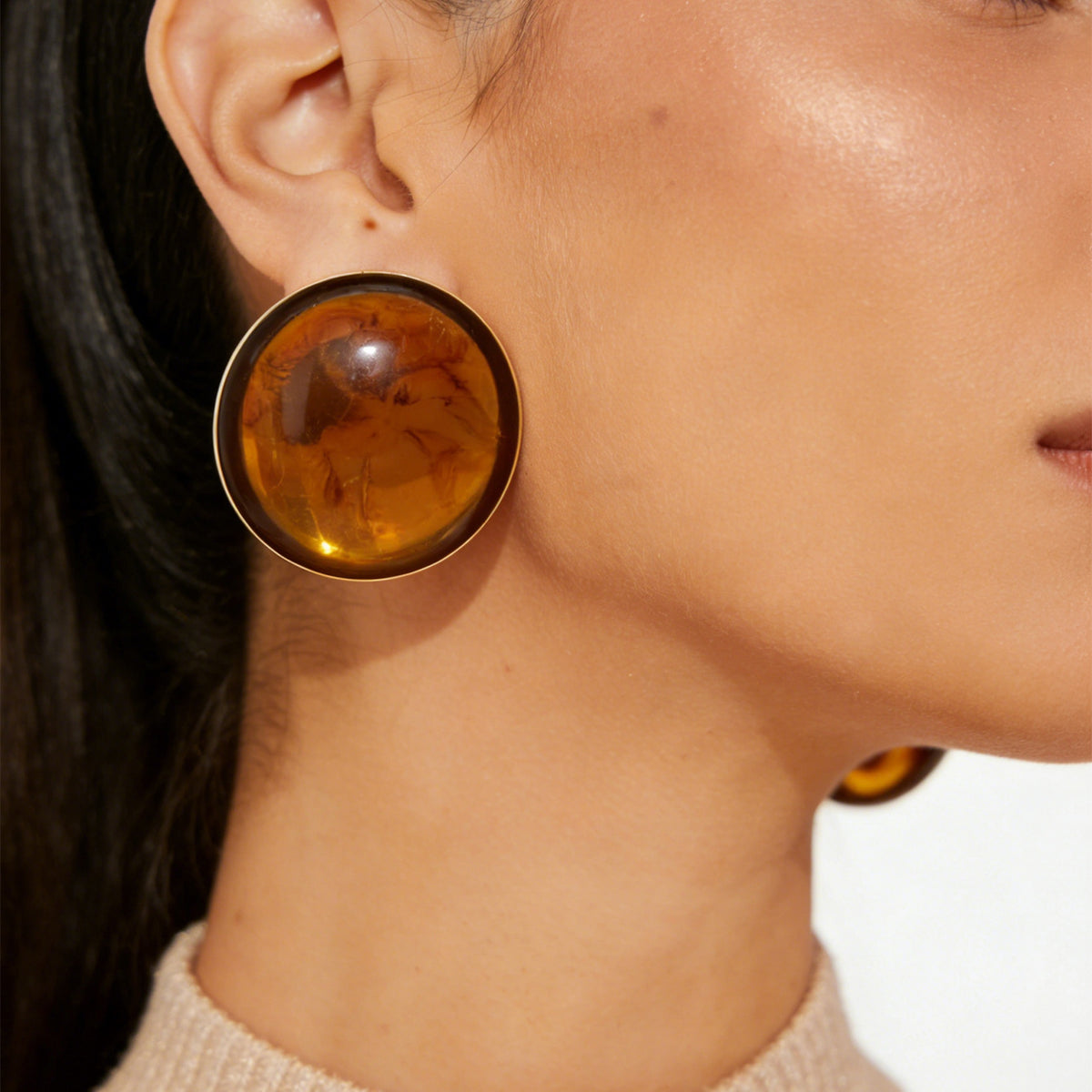 Vintage Geometric Round Iron Plated Earrings for Women