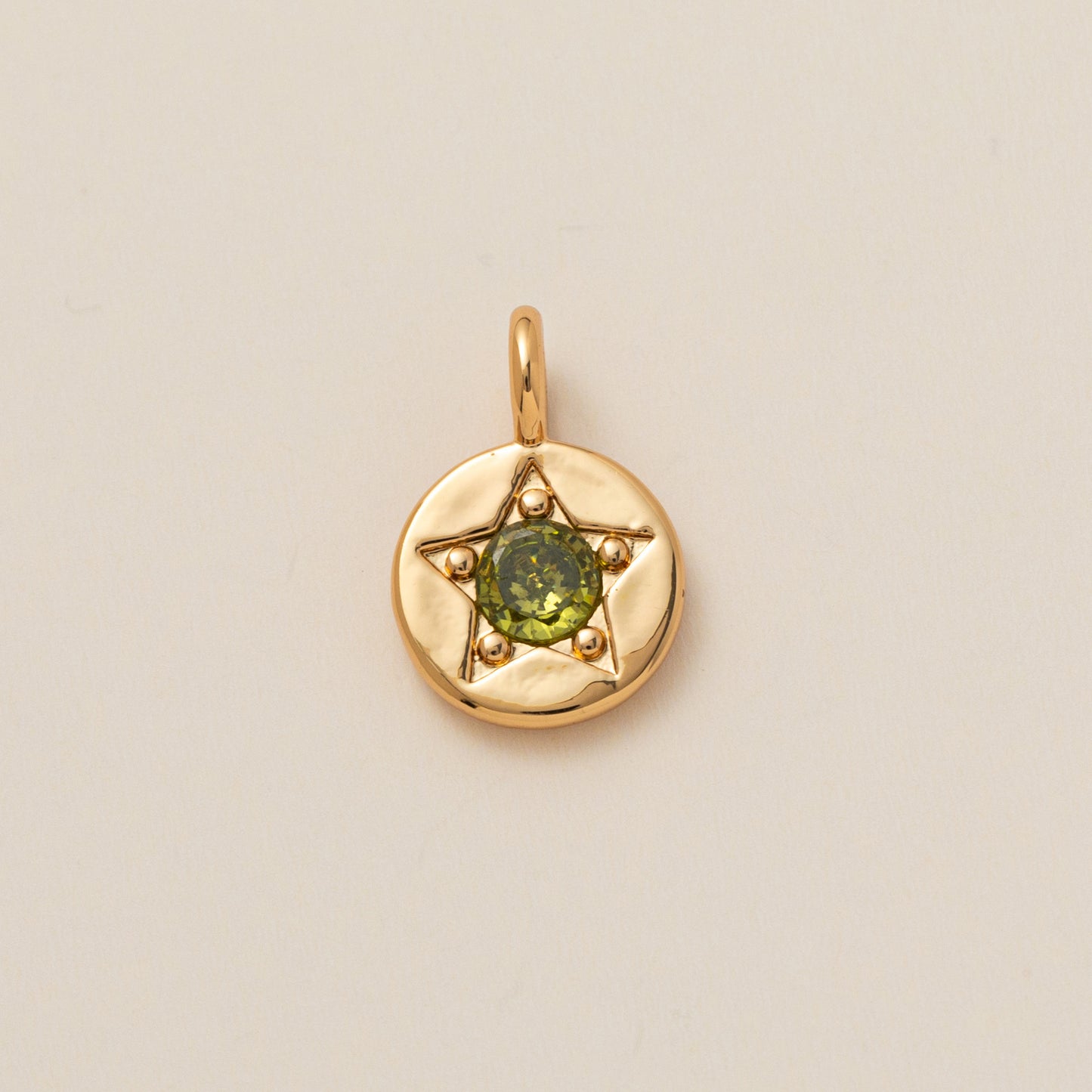 Colorful Cubic Zirconia Star Round Pendant Brass Plated Necklace Charm Bar for December Birthstone