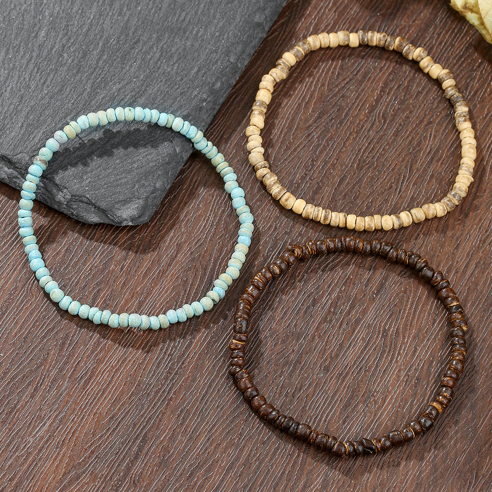 Bohemian Geometric Wood Bead Bracelet Unisex
