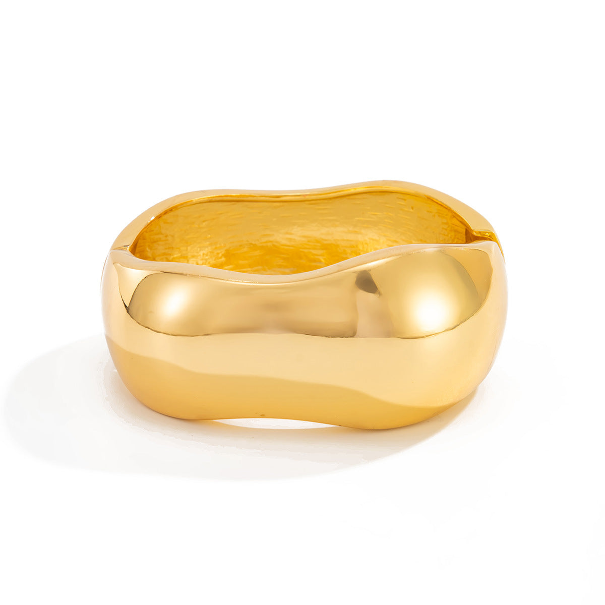 Bracciale geometrico irregolare ondulato in lega con finitura placcata da donna