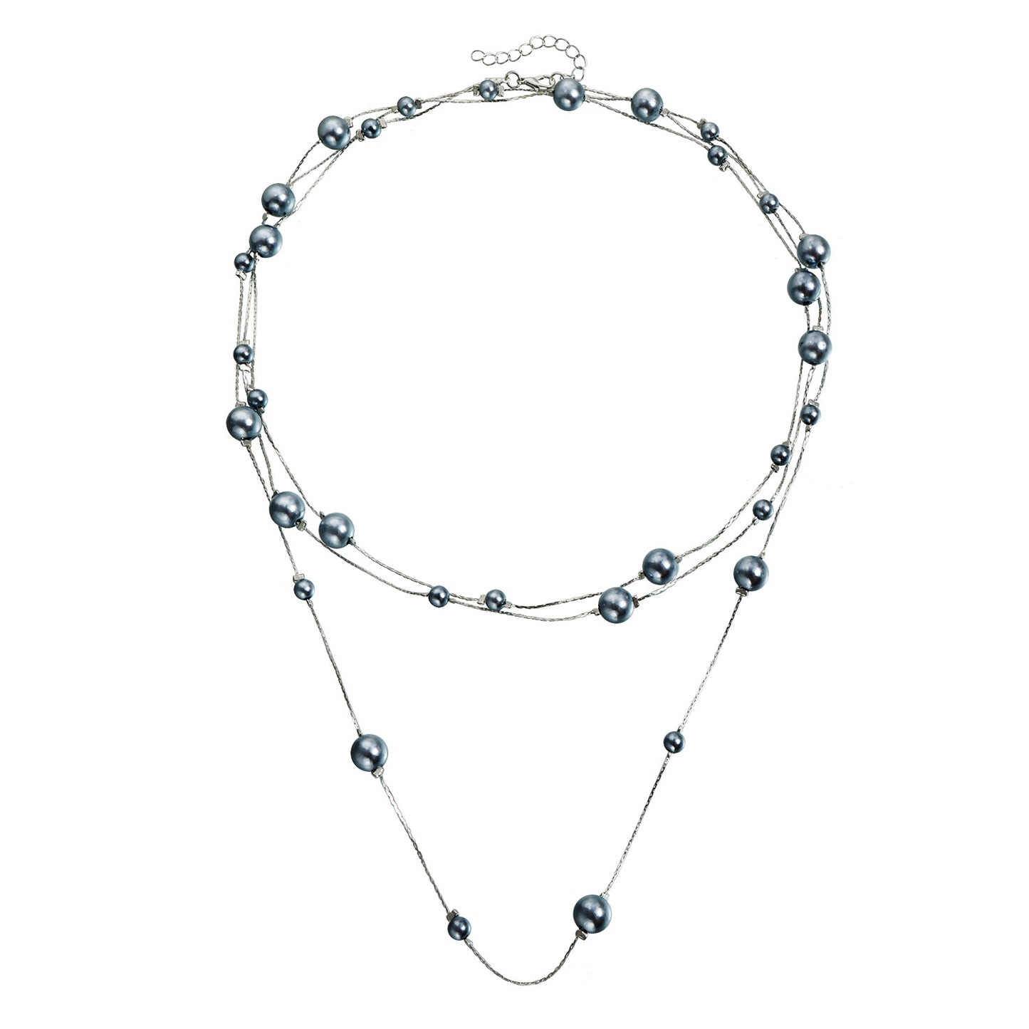 Vintage Geometric Round Alloy Plated Pearl Layered Necklace for Women