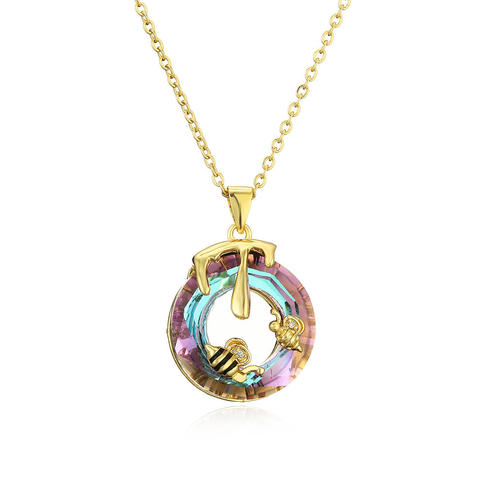 Collana Pendente Geometrica da Donna in Rame con Design Moderno Minimalista e Accento a Cerchio per lo Styling della Clavicola