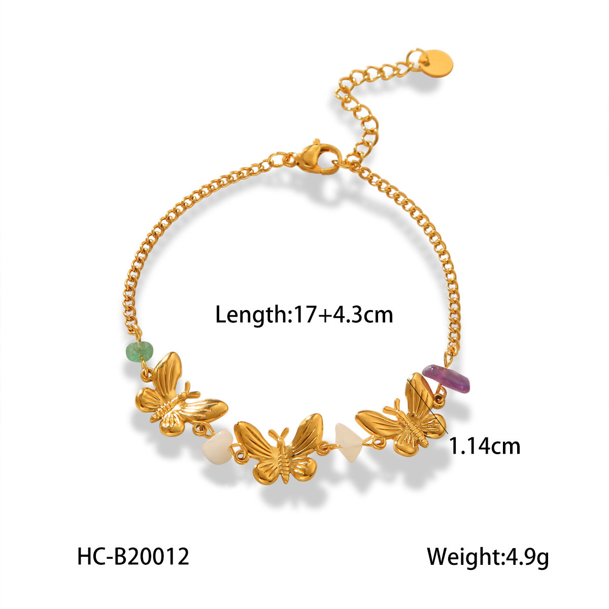 Collar con colgante de mariposa estilo Ins para mujer de acero inoxidable con acabado chapado y detalles de perlas
