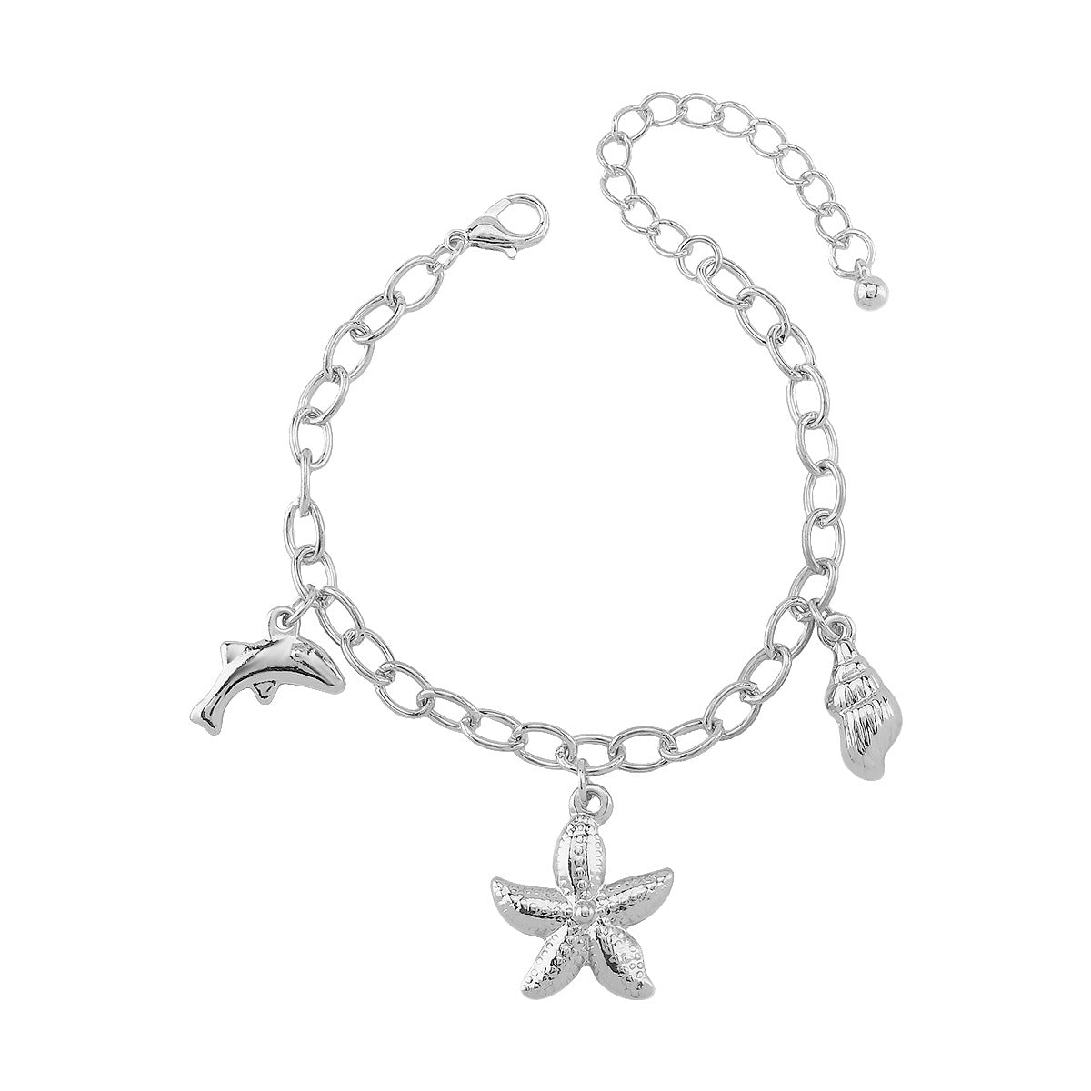 Collana con ciondolo delfino a stella con conchiglia vintage da donna, catena in lega con finitura placcata, gioielli a tema oceano