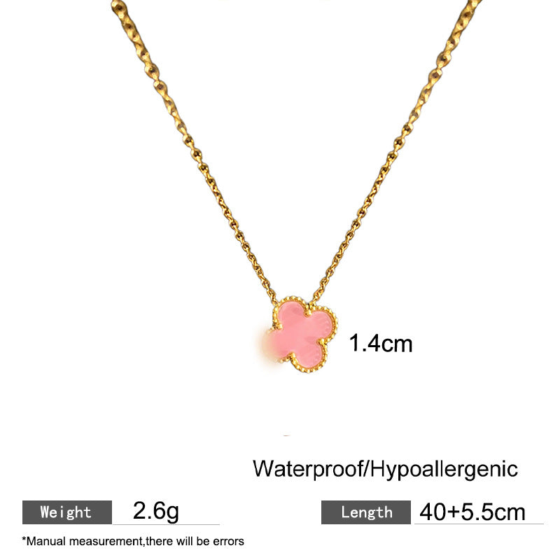 Minimalist Titanium Steel Plated Four-Leaf Clover Necklace Geometric Flower Pendant Fashion Jewelry