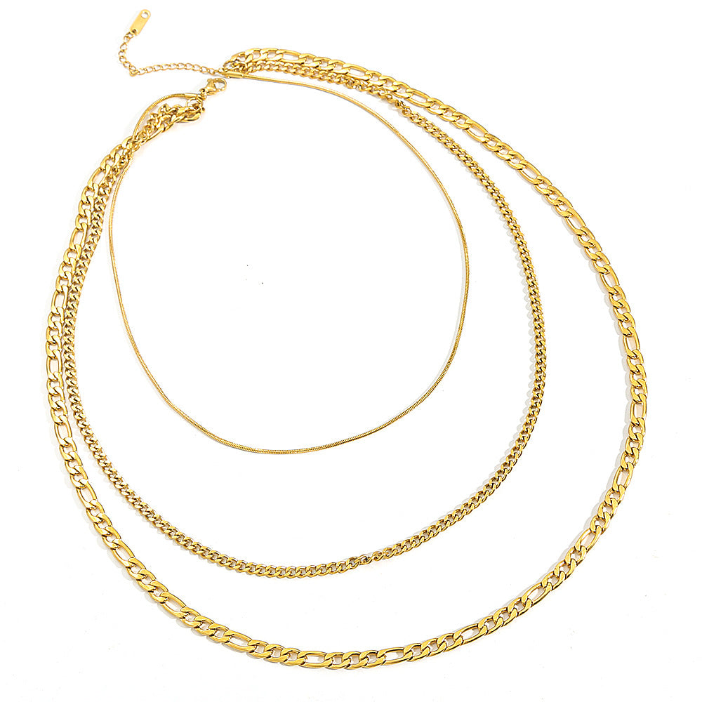 Collana a catena cubana in acciaio inossidabile geometrica impilabile per donna e unisex con finitura galvanica