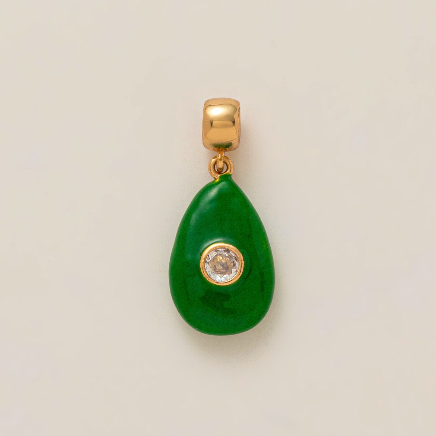 Vintage Stainless Steel Teardrop Pendant with Cubic Zirconia and Enamel Plating