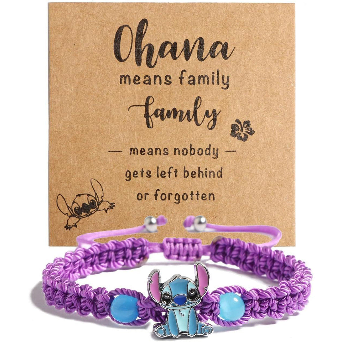 Cartoon Stitch Braided Rope Crystal Beaded Bracelet Unisex Gift