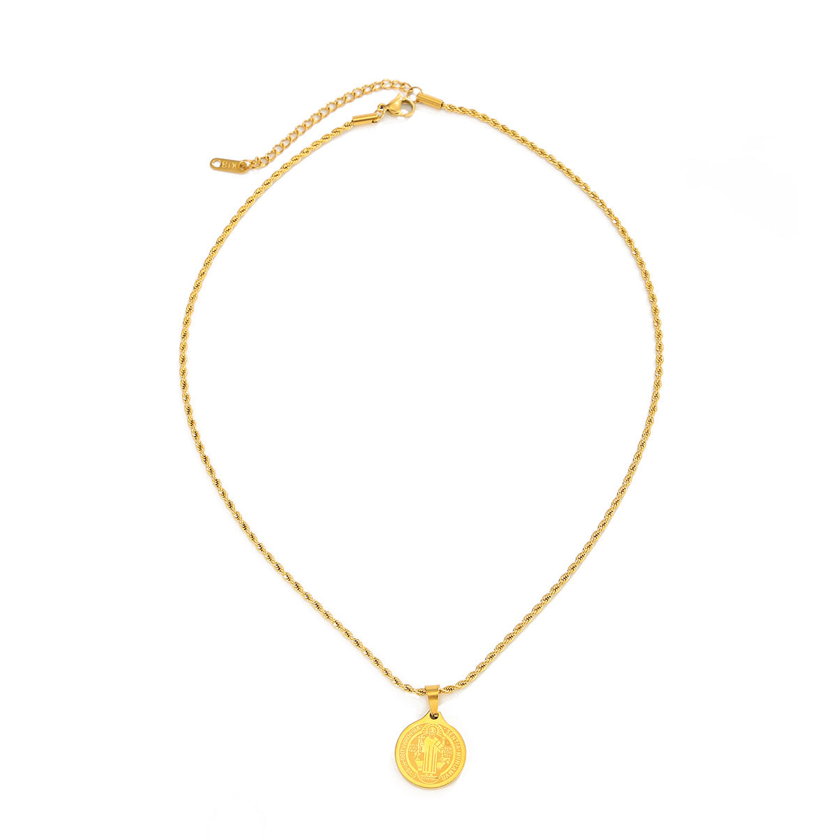 Minimalist Geometric Round Pendant Stainless Steel 18K Gold Plated Snake Chain Rope Chain Necklace for Women