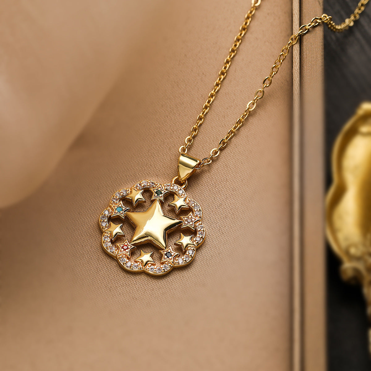 Minimalist Geometric Heart and Butterfly Pendant Necklace for Women in Copper with 18K Gold Plating and Zircon Inlay