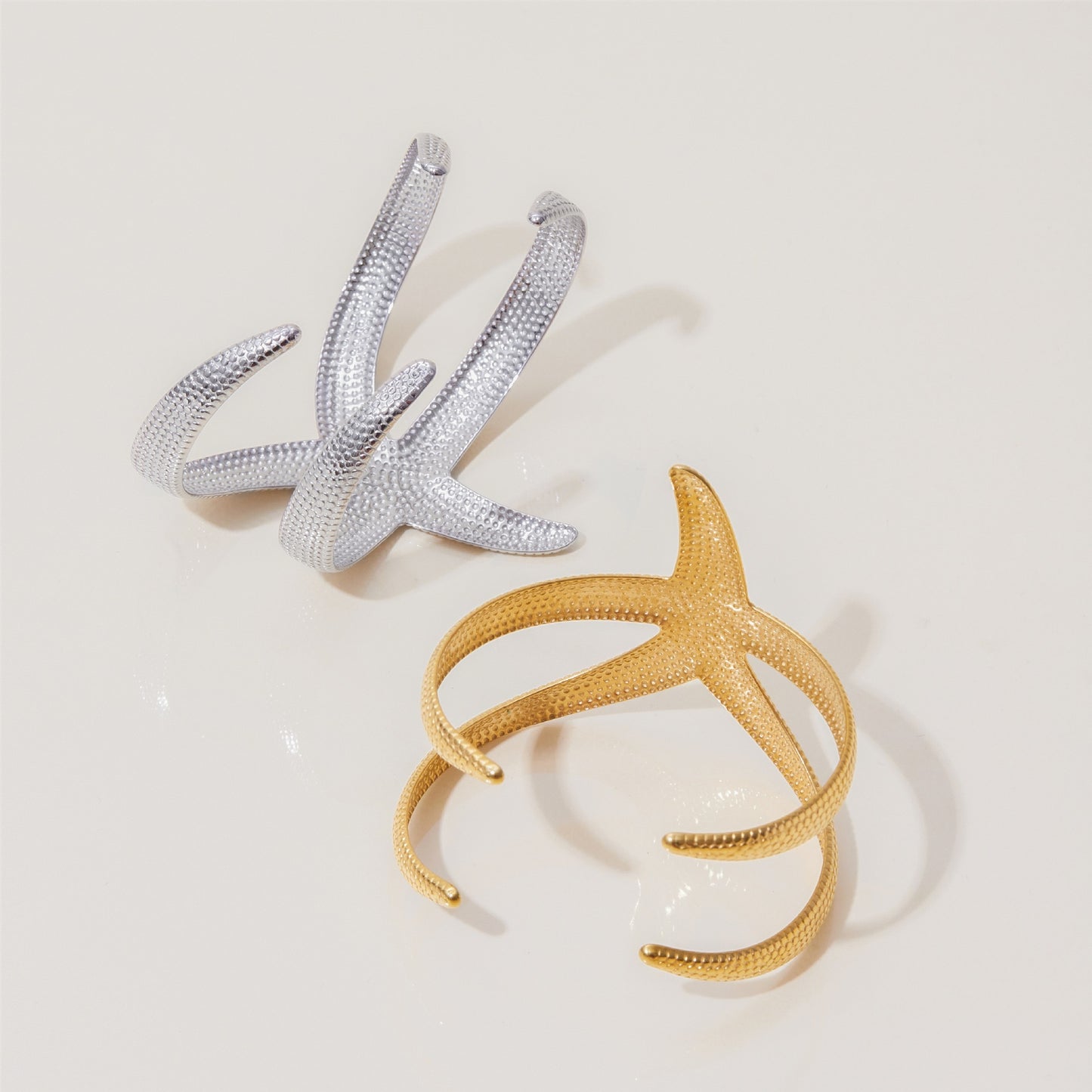 Minimalist Stainless Steel Star Plated Cuff Bracelet for Women