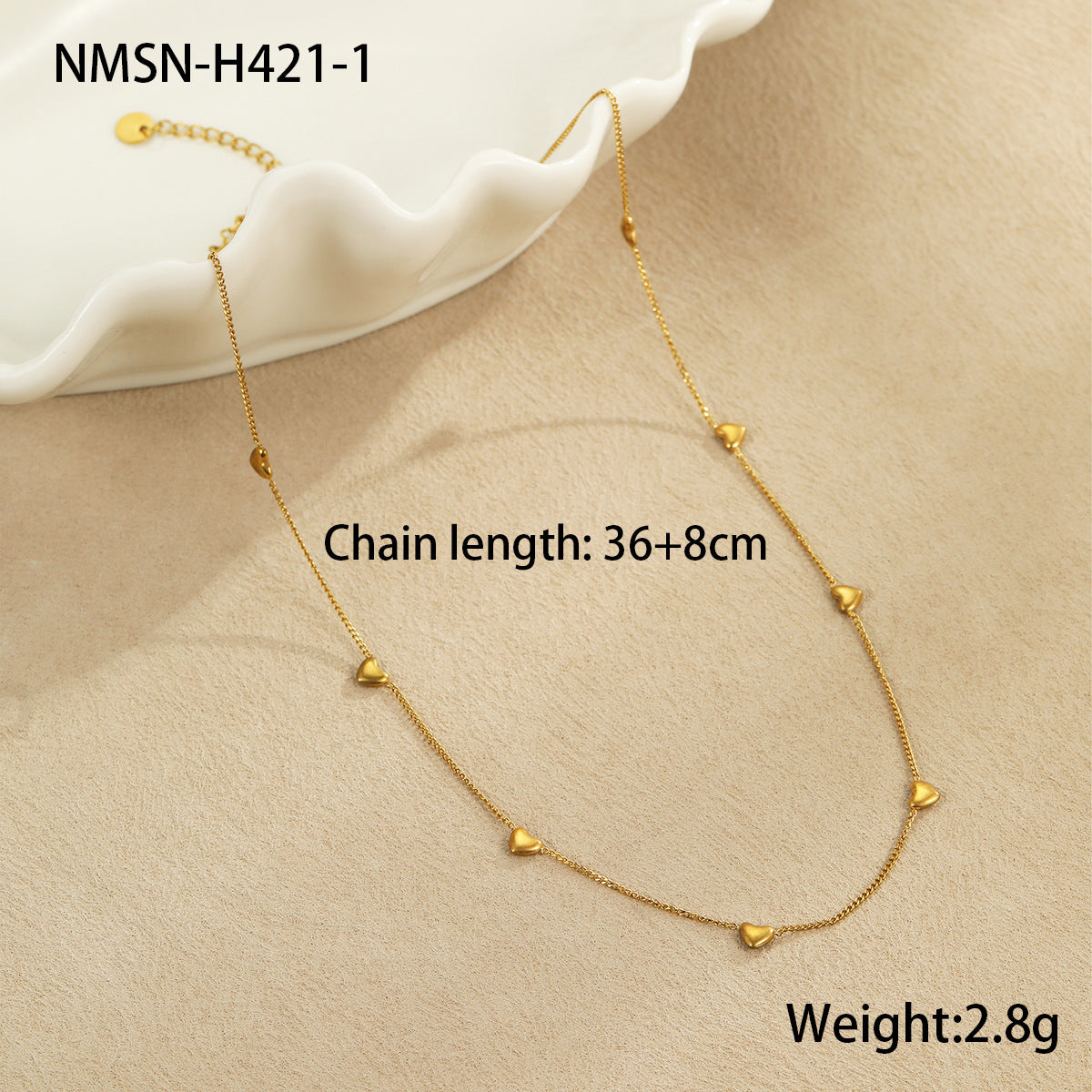 Vintage Fashion Stainless Steel Beaded Necklace for Women with Gold Plating and Geometric Design