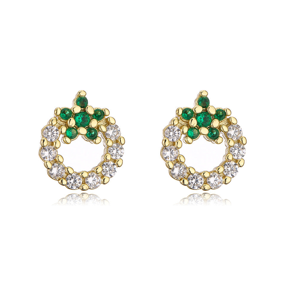 Minimalist Modern Geometric Stud Earrings for Women in Copper with Real Gold Plating and Micro-Paved Zirconia and Pearl Accents