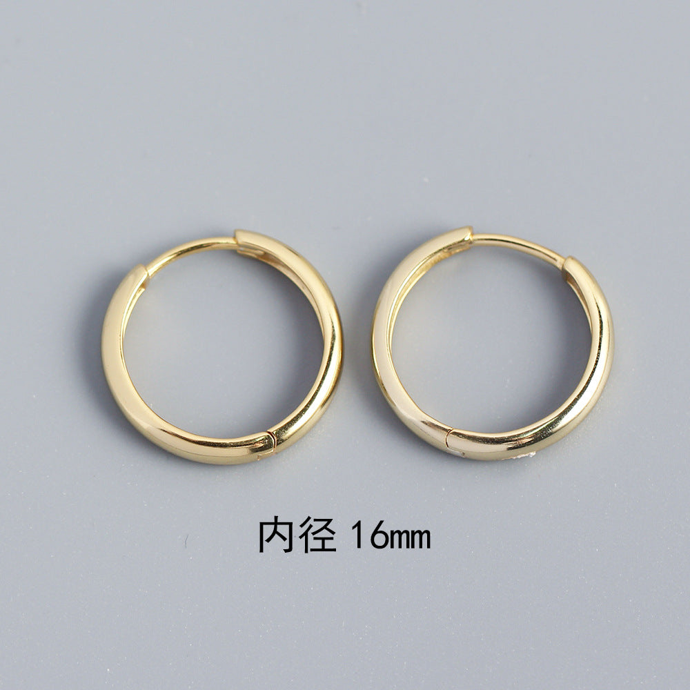 Minimalist Geometric Shaped S925 Sterling Silver Hoop Earrings with Plated Finish