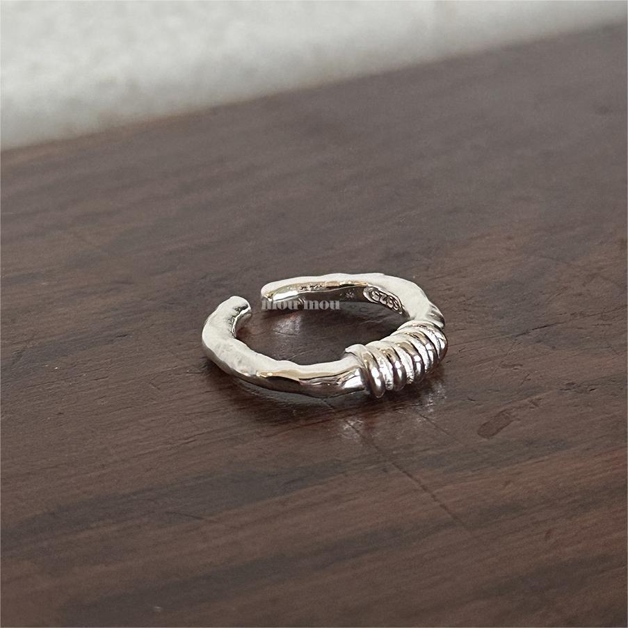Minimalist Twisted Rope Heart-Shaped 925 Sterling Silver Open Ring for Women