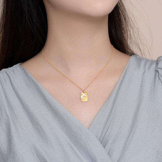 Collana con Ciondolo Minimalista a Lettera H in Acciaio Titanio con Finitura Placcata per Uomo e Donna