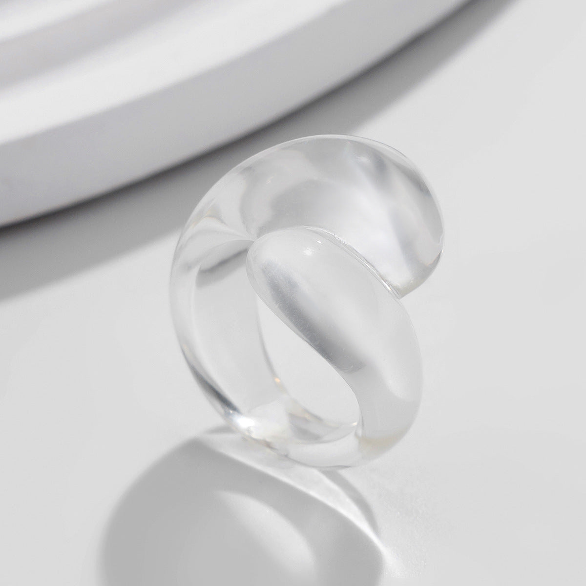 Anello in lega geometrico "Sweet-Edgy" con design a goccia colorato trasparente, fascia aperta regolabile, gioielli alla moda per donne